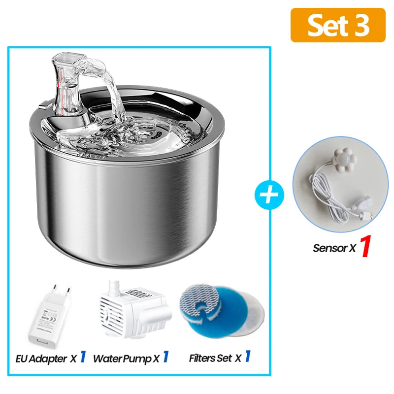 Stainless Steel Cat Water Fountain Purifier Drinker