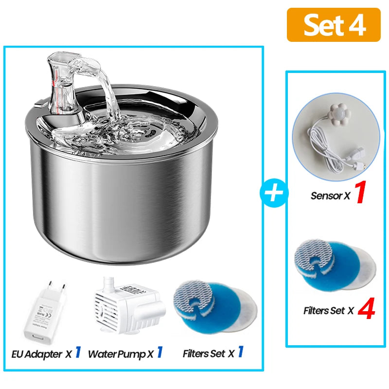 Stainless Steel Cat Water Fountain Purifier Drinker