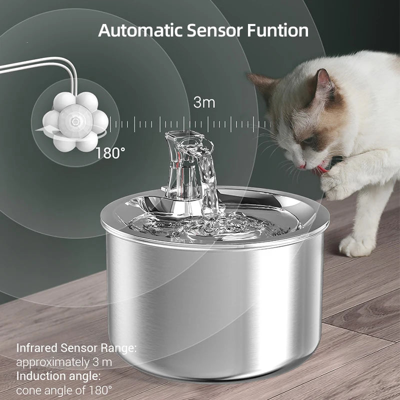 Stainless Steel Cat Water Fountain Purifier Drinker