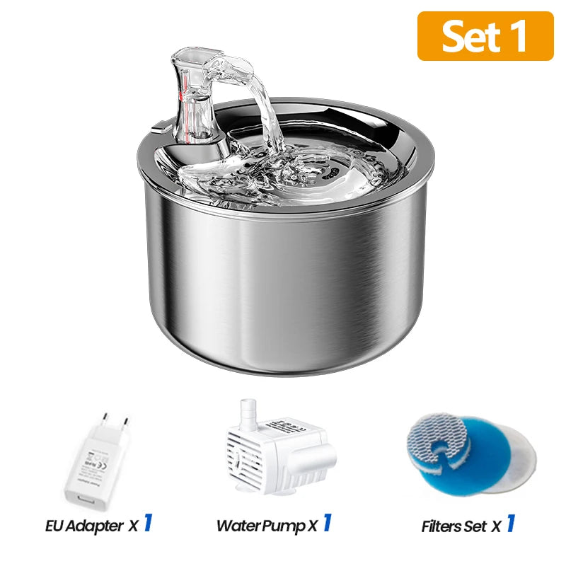 Stainless Steel Cat Water Fountain Purifier Drinker