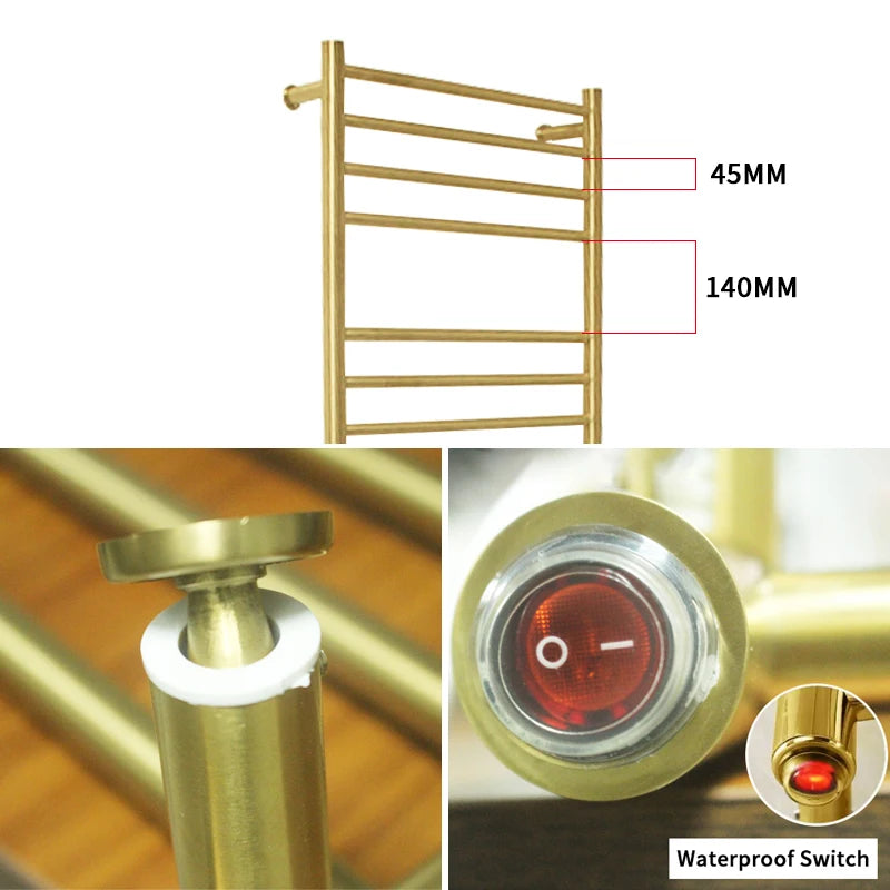 Stainless Steel Brushed Gold Towel Warmer