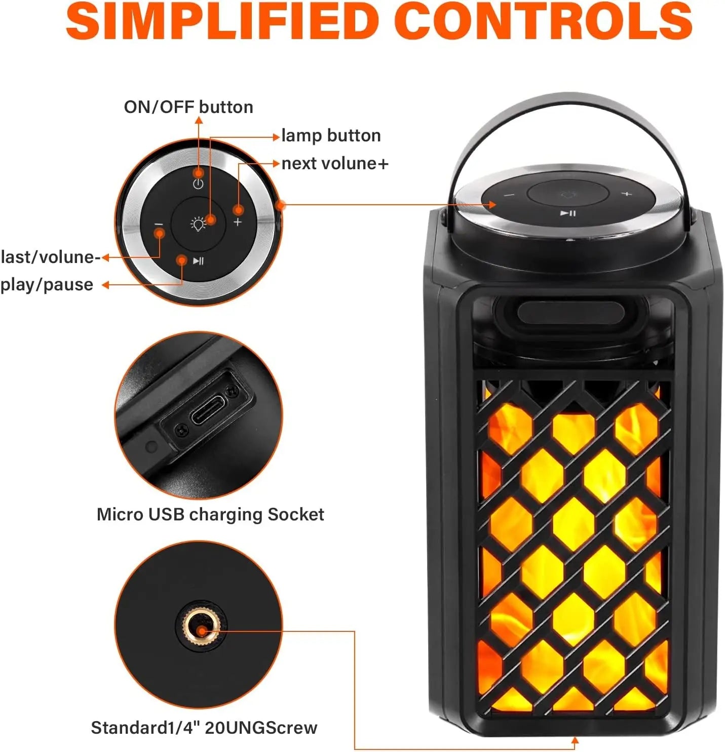 Waterproof Speaker LED Flame Lantern